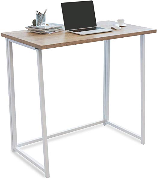 4NM No-Assembly Folding Desk, Small Computer Desk Home Office Desk Foldable Table Study Writing Desk Workstation for Small Space Offices - 31.5x17.72x29.72 inches