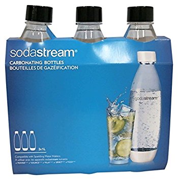 SodaStream 1-Litre Source Carbonating Bottles, 3-Pack, Black