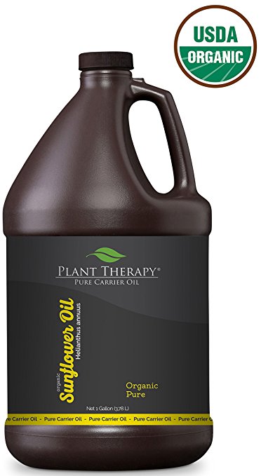 Organic Sunflower Carrier Oil. 1 Gallon. A Base Oil for Aromatherapy, Essential Oil or Massage use.
