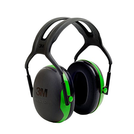 3M Peltor X-Series Over-the-Head Earmuffs, NRR 22 dB, One Size Fits Most, Black/Green X1A (Pack of 1)