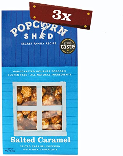 3 x 80g Salted Caramel Popcorn Shed's | Salted Caramel Gourmet Popcorn Gift