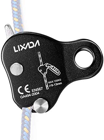 Lixada Rock Climbing Ascender Ultralight Fall Arrest Protection Belay Device Self-Locking 8-13MM Rope Grip Clamp for Outdoor Climbing and Rescue