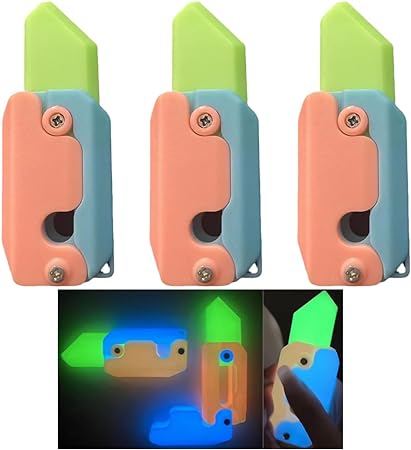 3 Pcs Glow in The Dark Gravity Fidget Toys - Luminous Fidget Toy for Adults - Funny 3D Print Carrot Knife Toy - Sensory Toys Anxiety Stress Relief Toy - Stocking Stuffers Gift