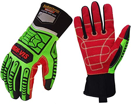 Seibertron HIGH-VIS HDC5 Level 5 Cut Resistant Deckhand Gloves High Performance Protection Impact Resistant Oil and Gas Safety Gloves CE EN388 4543 XXL