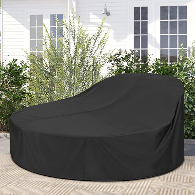 SunPatio Outdoor Daybed Cover 88 Inch, Heavy Duty Waterproof Patio Furniture Covers with Taped Seam, FadeStop Material, All Weather Protection, Black