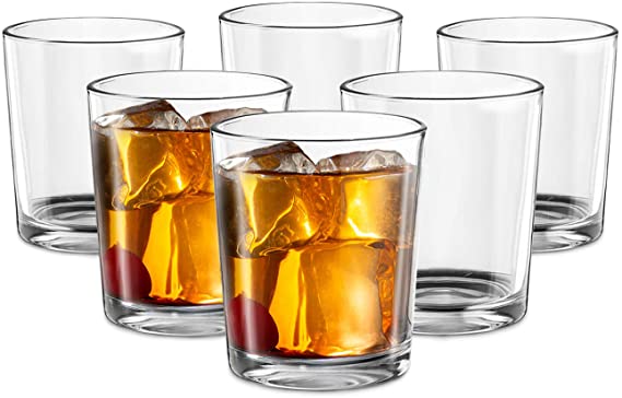 Whiskey, Glasses, by Kook, Durable Glassware, Perfect for Bar or Home Use, Great for Bourbon, Scotch, Cocktails, Set of 6, 14 Oz