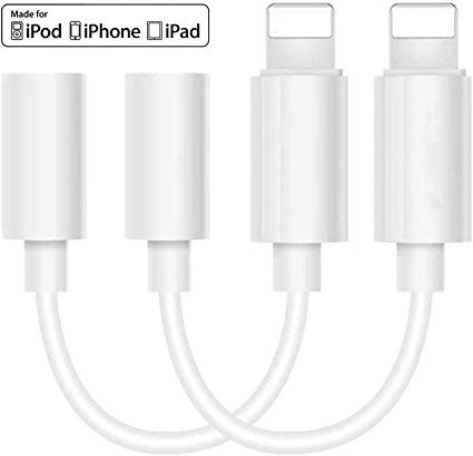 for iPhone Headphone Adapter Jack to 3.5mm Dongle for iPhone 11/11 Pro/11 Pro Max/8/8 Plus/7/7 Plus/10/X/Xs/Xs Max/XR, Audio Aux Earphone Dongle Spiltter Connector Converter Adapter (iOS 11,12,13)