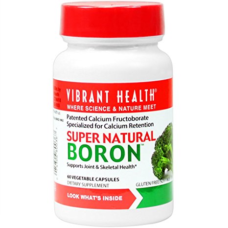 Vibrant Health - Super Natural Boron, A Boron Supplement with Patented Calcium Fructoborate Specialized for Calcium Retention, 60 count (FFP)