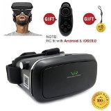 Pop-Tech 3D VR Virtual Reality Headset Glasses with Head-mounted Headband and NFC tag for 35-60 Inch Google iPhone Samsung note LG Nexus HTC Moto black berry Mobile Smartphones Black