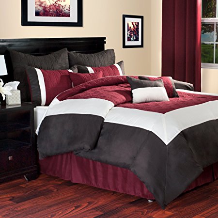 Lavish Home Hotel 9-Piece Comforter Set, Queen, Burgundy