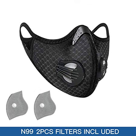 Dust Mask, hanging ear & reusable breathing mask, with extra N99 activated carbon filter, for dust protection, pollen allergy, gardening, sports, cycling and running in cold weather (1)