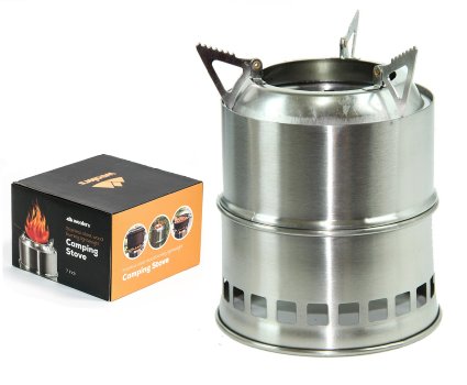 Wealers Stainless Steel Lightweight Wood Burning Camping Stove, Great for Outdoor Cooking Picnic Barbecue Camping and Survival