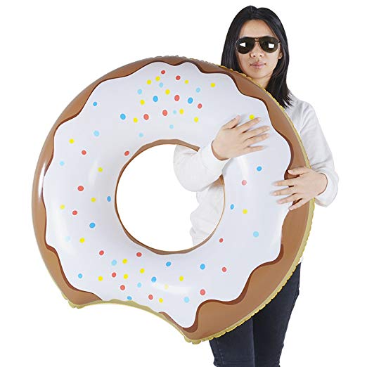 Donut Float, Inflatable Donut Pool Float Chocolate, Pool Beach Toy Kids, Donut Ring 33 Inches