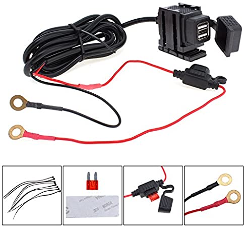 Dual USB 12V Waterproof Motorcycle Handlebar Power Charger Supply Port Socket for Phone/GPS/MP4