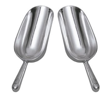 SET OF 2, 12 Oz. (Ounce) Bar Ice Scoop, Dry Bin Scoop, Dry Goods Scoop, Candy Scoop, Spice Scoop, Cast Aluminum