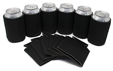 TahoeBay 25 Can Sleeves - Black Beer Coolies for Cans and Bottles - Bulk Blank Drink Coolers – DIY Custom Wedding Favor, Funny Party Gift (Black, 25)