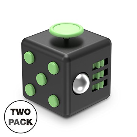 XDesign Fidget Cube 6 Sides Stress Releaser Ball [2-Pack] Anti-anxiety Depression Figit Dice Prime Focus Toy for Children, Students and Adults, Great for Work, Class, Home - [Black/Mint] 2 Pack