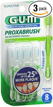 GUM Go-Betweens Proxabrush Cleaners Tight - 8 ct, Pack of 3