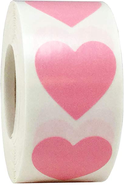 Pink Heart Stickers Valentine's Day Crafting Scrapbooking 1 Inch 500 Adhesive Stickers