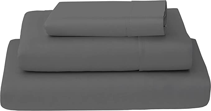 Dormir Twin Size Dark Grey 3 Piece Sheets Set, 600 Thread Count 100% Combed Cotton Bed Sheets with Pillowcases, Long Staple Extra Soft Sateen Weave 14" Deep Pocket Easy Fit Bedding Set