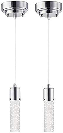 Westinghose Cava One-Light LED Indoor Mini-Pendant, 2 Pack, Chrome Finish with Bubble Glass (LED 2 Pack)