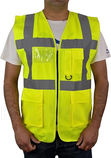Hivis High Visibility Executive Work Safety Zip Vest Pocket Waistcoat Size S-4XL
