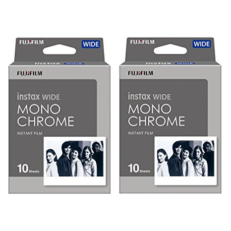 Fujifilm Instant Film 2-PACK BUNDLE SET , INSTAX WIDE MONOCHROME WW 1 (10 x 2 = 20 Shoots) for Instax Wide 300 Camera -Japan Import (2-pack)