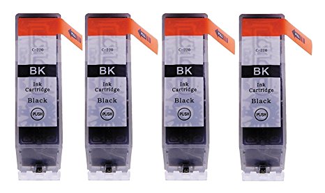 K-Ink 4 Pack Canon PGI 220 Compatible Ink Cartridge Replacement (4 Large Black)