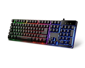 104 Keys Ergonomic Mechanical Keyboard Full Size with 19 Keys Anti-Ghosting Gaming Keyboard-LED Breathing Light Function for Gaming Typing Waterproof Design for PC Laptop Mac