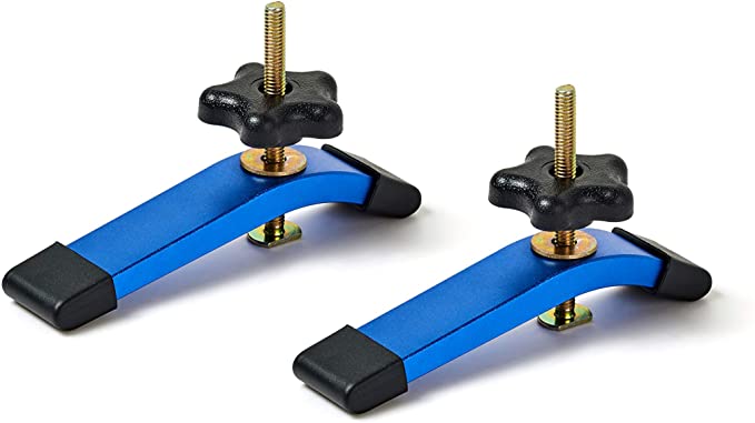 T-track Hold Down Clamps,6-3/8"L x 1-1/4"Width-Woodworking and Clamps-High Strength Aluminum Alloy 6063-Fine Sandblast Anodized - Blue Color- 2 Pack