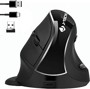 JTD Mouse Senza Fili del Mouse Verticale ergonomico, Ricaricabile 2.4G RF e connessione Bluetooth 4.0 Wireless Optical Mouse 800/1200/1600/2400 DPI per lancette Piccole (v638-dual mode)