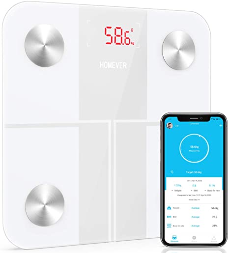 Bluetooth Body Fat Scales, Digital Body Weight Bathroom Scales, Fittrack Weighing Scale Analyze 13 Essential Body Composition by Smart APP, (ST/LB/KG) (White)
