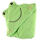 Luvable Friends Animal Face Hooded Woven Terry Baby Towel Frog