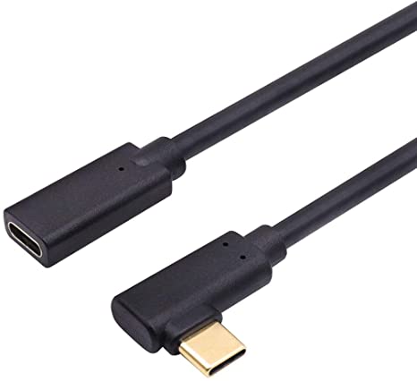 QiCheng&LYS USB C Extension Cable Type C Male to Female Thunderbolt 3 Extension Cable USB 3.1 (10 Gbps) Charging/Sync/ 4K Video/Audio (0.3m Elbow)