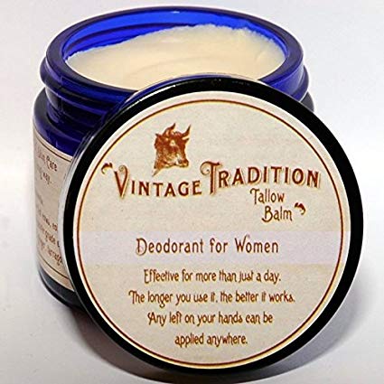 Vintage Tradition Deodorant for Women Tallow Balm, 100% Grass-Fed, 2 Fl Oz"The Whole Food of Skin Care"