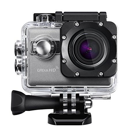 Cymas 4K WIFI Action Camera 20MP Ultra HD Waterproof Sports Cam with Sony Sensor 2-inch, 2 Batteries