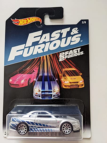 Hot Wheels 2017 Fast and Furious Nissan skyline GT-R R34 silver/blue 2 fast 2 furious 2/8