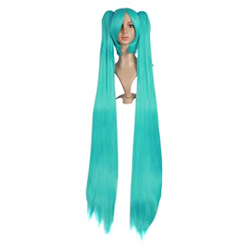 MapofBeauty 2 Ponytails Straight Long Party Costume 120cm Cosplay Wig (Light Blue)