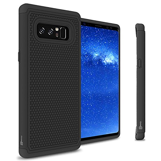 CoverON HexaGuard Series for Galaxy Note 8 Case, Protective Hybrid Dual Layer Phone Cover with Hard Basketball Style Back Armor - Black on Black