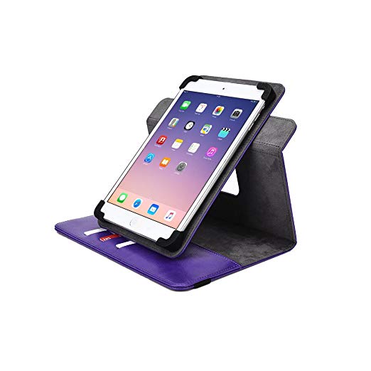 Samsung Galaxy Tab S2 8.0 (Wi-Fi T710/3G LTE T715) case, Cooper Diplomat Travel Carrying Portfolio Luxury Tablet Case Protective Cover PU Leather Folio with 360 Rotating Stand & Pockets (Purple)