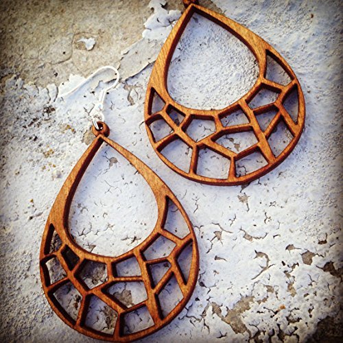 Wood Abstract Giraffe Print Earrings