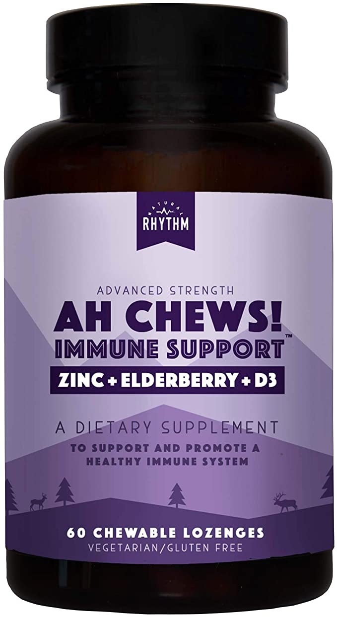 Ah Chews! Immune Booster Lozenges for Kids and Adults with Elderberry, Zinc, Vitamin D3 to Help Strengthen The Body’s defenses and Provide Extra Immunity Support (60 Count)