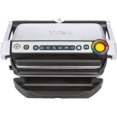 T-Fal OptiGrill Indoor Electric Grill with Removable & Dishwasher Safe Plates, 1800-Watt, Stainless Steel (Certified Refurbished)