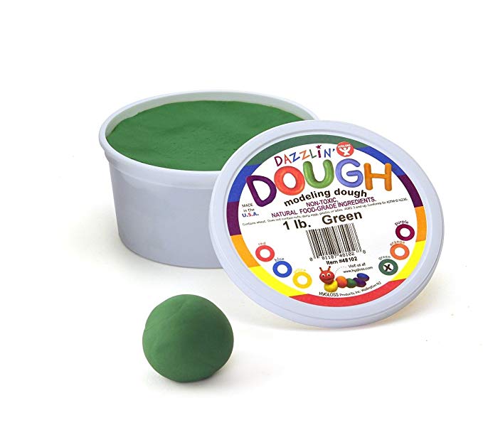 Hygloss Products Kids Unscented Dazzlin’ Modeling Play Dough, 1lb, Green, 1 Piece