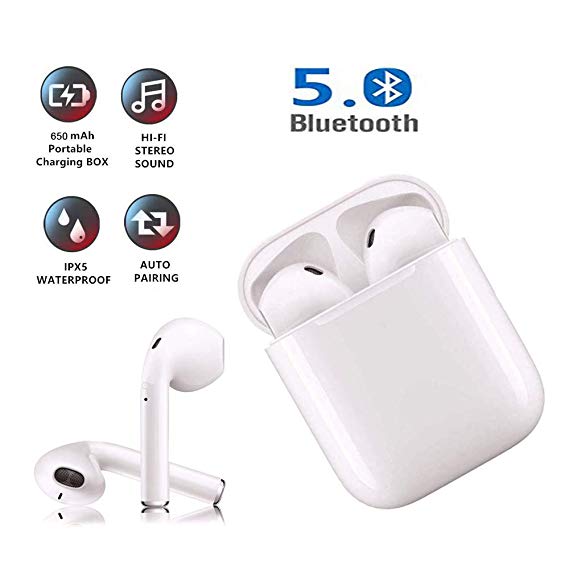 Wireless Earbuds,Bluetooth Headphones ，CVC Noise Reduction 3D Stereo Sound EarphonesBuilt-in650mAH Magnetic Inductive Charging Box,Pop-ups Auto Pairing,for iPhone Apple Airpods Sport Headphones
