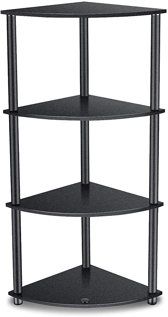 You Wish 4 Tier Corner Shelf, Wooden Corner Shelves Corner Display Rack Multipurpose Shelving Unit Corner Stand Shelf Black
