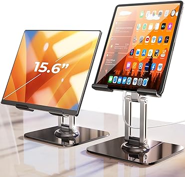 LISEN for iPad Stand Holder Adjustable Tablet Stand for Desk, Portable Monitor Stand Tablet Holder Travel Must Haves iPad Pro Holder Essentials for Tablets/Monitor/PS/Switch iPhone 15 4.7"-15.6"