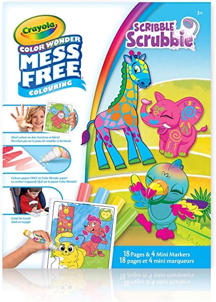 CRAYOLA 753796 Color Wonder Mess-Free Colouring Pages & Mini Markers, Scribble Scrubbie Pets