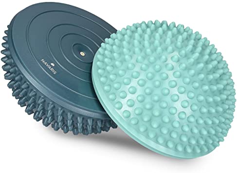 Navaris 2x Hedgehog Balance Pods - Set of 2 Spiky Fitness Domes for Sports, Foot Massage, Stability Training, Balancing Therapy in Multiple Colors