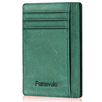 Famavala Newest Minimalist Genuine Leather RFID Blocking Front Pocket Wallet